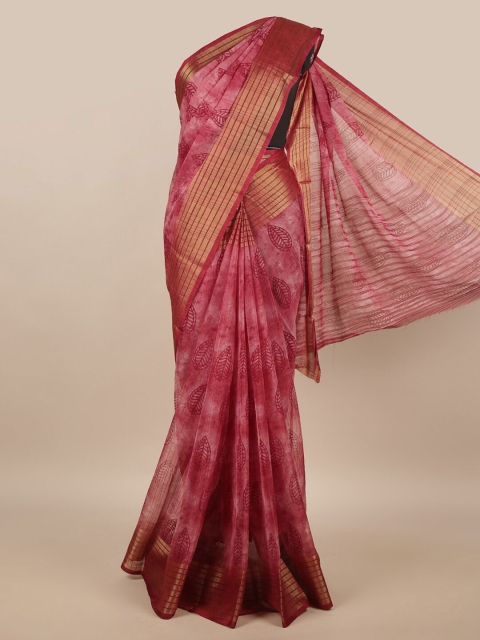 

Pothys Purple & Gold-Toned Floral Zari Saree