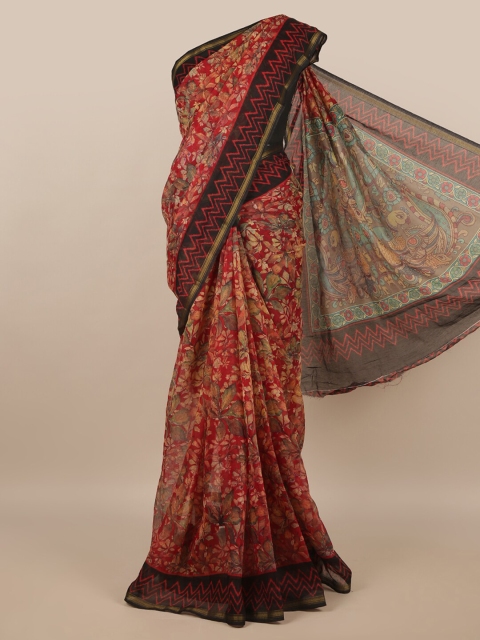 

Pothys Red & Green Floral Zari Saree