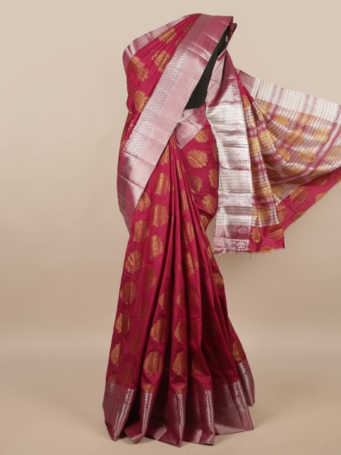 

Pothys Purple & Silver-Toned Woven Design Zari Jute Silk Saree