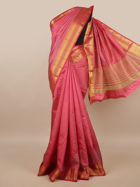 

Pothys Pink Ethnic Motifs Jute Silk Saree