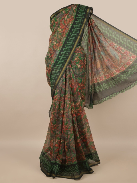

Pothys Green & Red Floral Saree