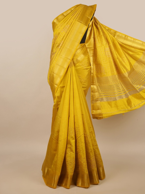 

Pothys Yellow & Gold-Toned Ethnic Motifs Zari Jute Silk Saree