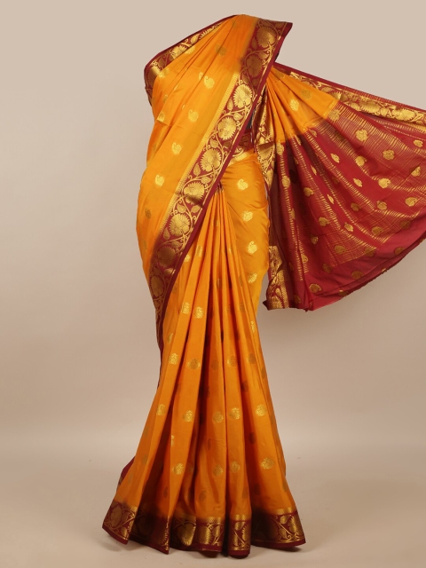 

Pothys Mustard Yellow & Red Ethnic Motifs Saree