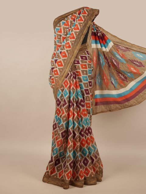

Pothys Blue & Brown Printed Saree