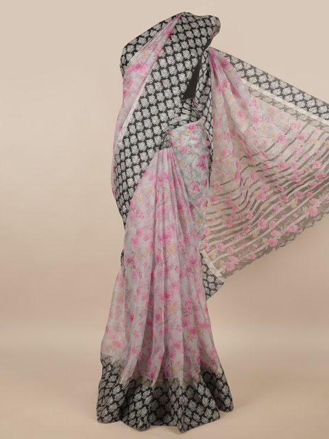 

Pothys Grey & Pink Floral Saree
