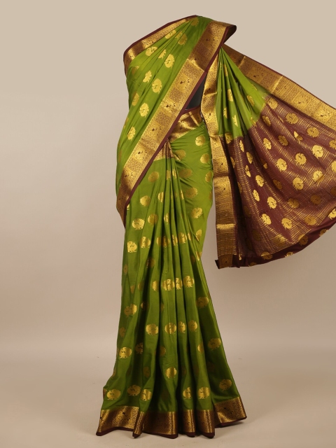 

Pothys Green & Gold-Toned Ethnic Motifs Zari Saree