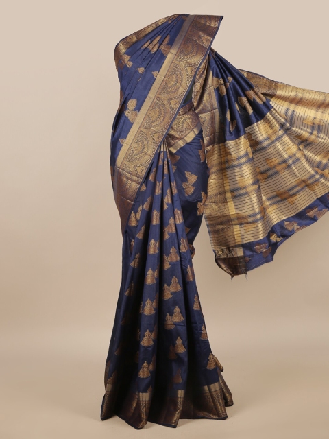 

Pothys Blue & Rose Gold Ethnic Motifs Jute Silk Saree
