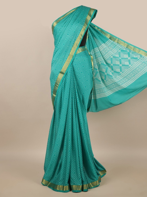 

Pothys Blue & White Printed Satin Saree