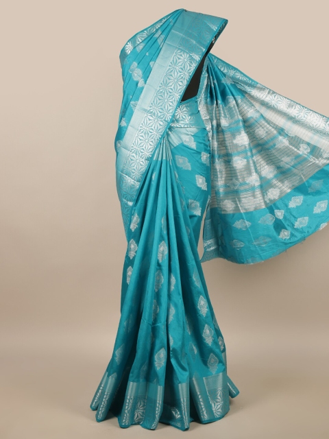 

Pothys Blue & Silver-Toned Woven Design Jute Silk Saree