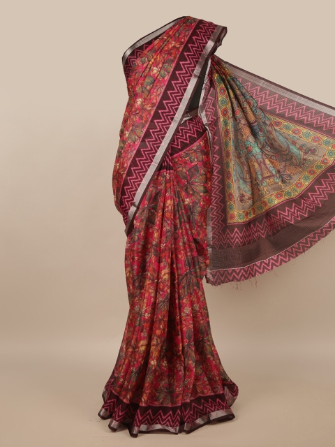 

Pothys Pink Floral Printed Cotton Blend Saree