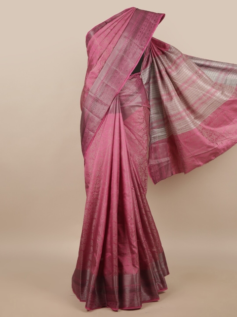 

Pothys Purple & Silver-Coloured Floral Zari Jute Silk Saree