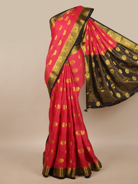 

Pothys Pink & Black Ethnic Motifs Zari Saree
