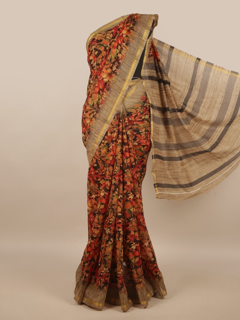 

Pothys Cream-Coloured & Red Floral Printed Saree