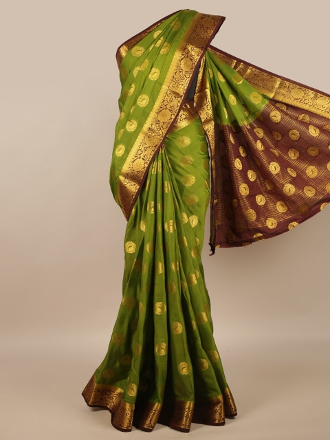 

Pothys Green & Gold-Toned Woven Design Zari Saree