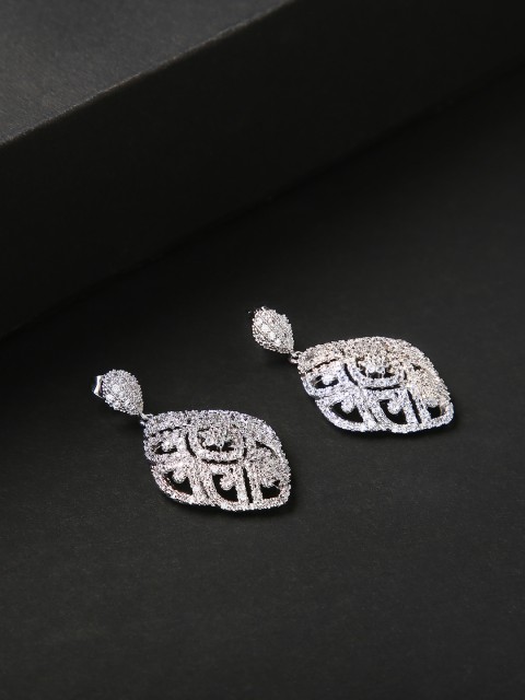 

justpeachy Silver-Toned Circular Drop Earrings
