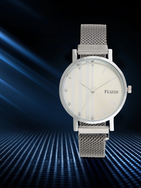 

FLUID Women Beige Dial & Silver Toned Bracelet Style Straps Analogue Watch FL-Mag-SL-07