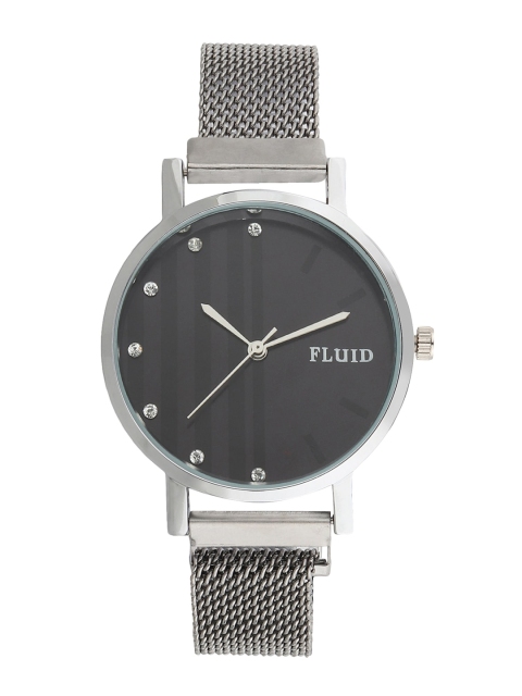 

FLUID Women Black Dial & Silver Toned Bracelet Style Straps Analogue Watch FL-Mag-SL-03