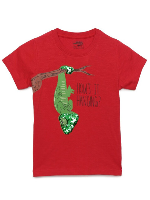 

UNDER FOURTEEN ONLY Boys Red Printed T-shirt