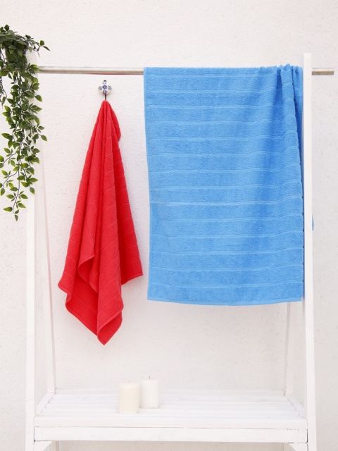 

Ariana Blue & Red Combo of 2 Quick Dry Solid Couple Towels