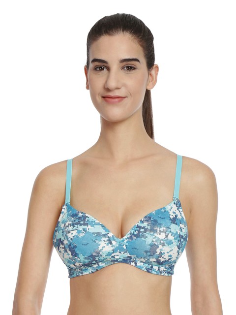 

Soie Blue Printed Medium-Coverage Organic Cotton T-shirt Bra CB-114P-4