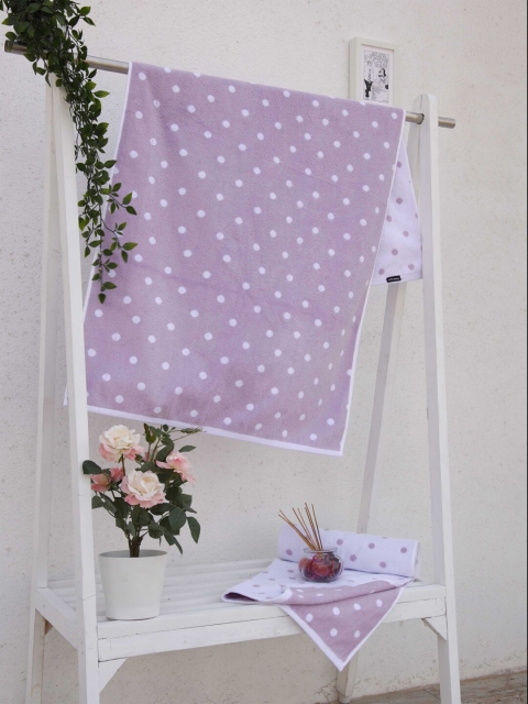 

Ariana Lavender Polka Dots Printed 600GSM Cotton Jacquard Bath Towel