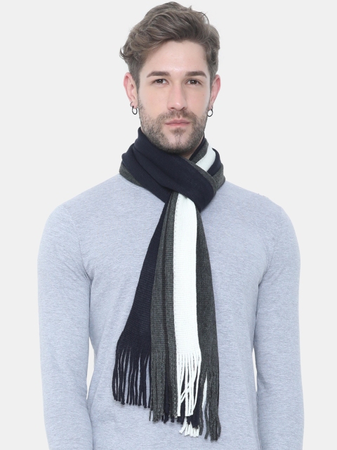 

FabSeasons Unisex Navy Blue & White Winter Acrylic Striped Muffler