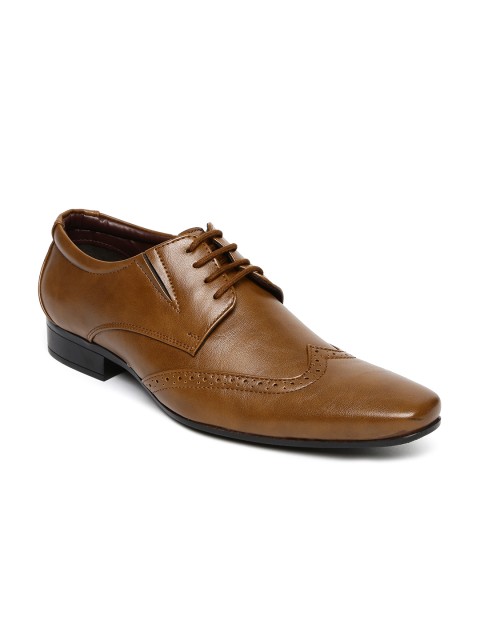 

Bata Men Tan Brown Howard Square-Toed Leather Brogue Shoes