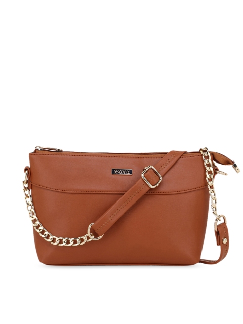 

Exotic Tan Brown PU Structured Sling Bag