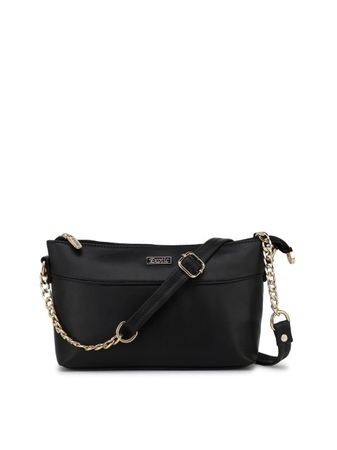 

Exotic Black PU Structured Sling Bag