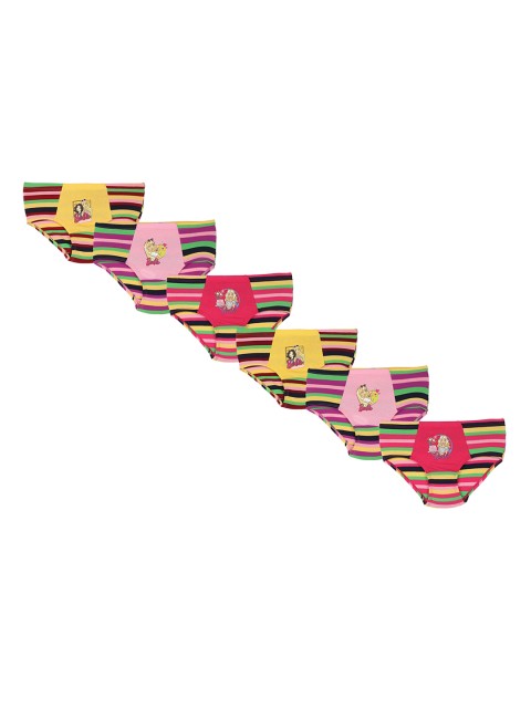 

Red Rose Girls Pack Of 6 Striped Cotton Basic Briefs, Yellow