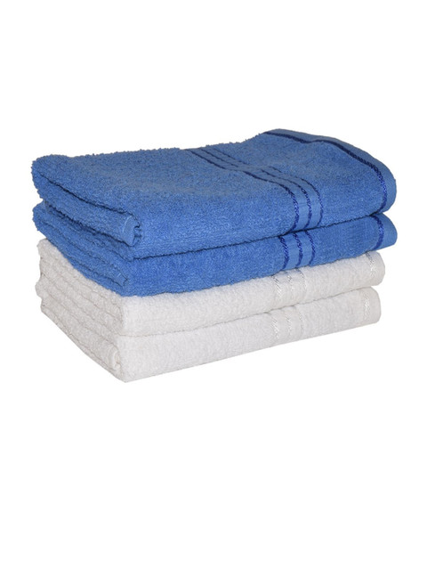 

LORENA Blue & White Set of 8 Solid 380 GSM Hand Towels
