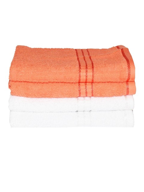 

BIANCA Pack of 2 Coral red & White Pure Cotton Bath Towels