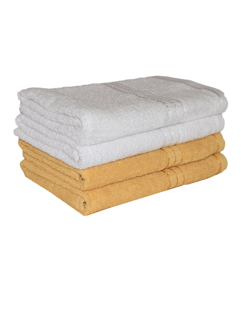 

BIANCA Set Of 8 White & Yellow Pure Cotton 380 GSM Terry Hand Towels