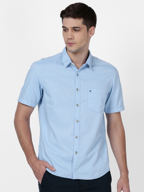 

t-base Men Blue Opaque Casual Shirt