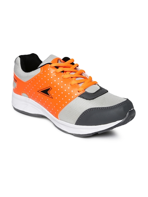  Power Men Grey & Orange Walking Shoes