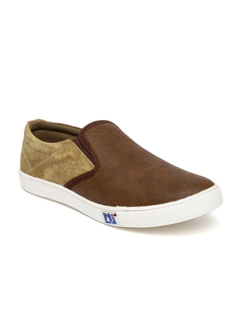 

North Star Men Brown Perforations Regular Slip-On Sneakers