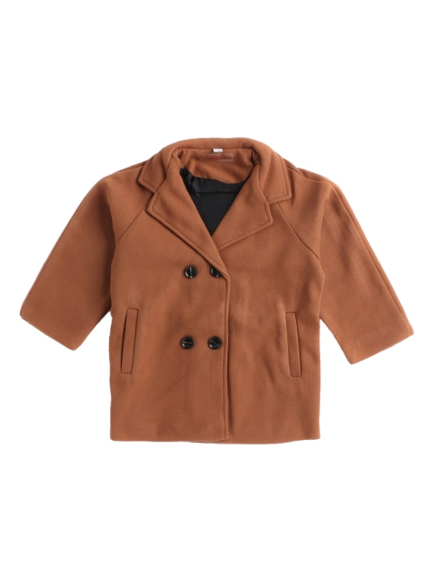 

Hopscotch Boys Brown Solid Double Breasted Overcoat