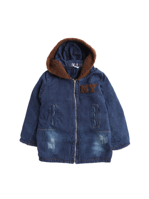 

Hopscotch Girls Blue Printed Overcoat