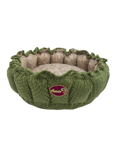 

Lulala Beige & Olive Green Checked Reversible Cotton Orthopedic Pet Bed