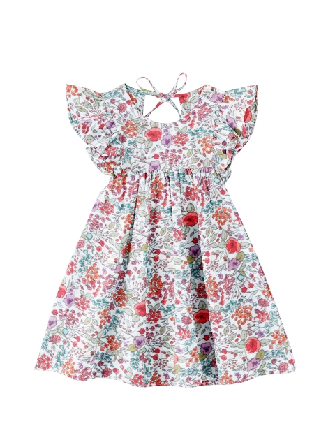

THE BABY ATELIER Girls Red Floral Printed 100% Organic Nightdress