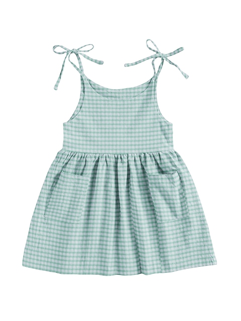 

THE BABY ATELIER Girls Green Checked Organic Cotton Nightdress