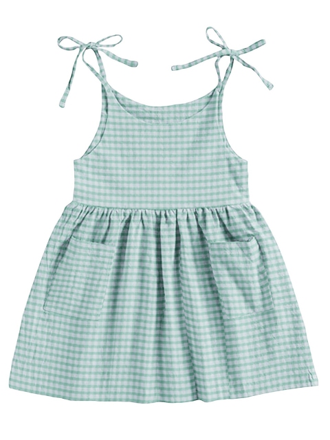 

THE BABY ATELIER Green & White Checked A-Line Dress