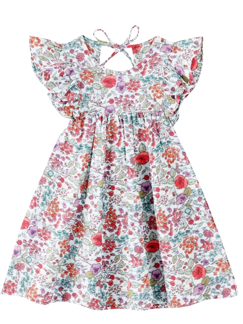 

THE BABY ATELIER Girls White & Red Printed Pure Cotton Nightdress