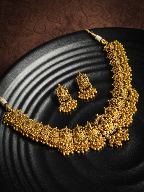 

Priyaasi Gold-Toned Gold-Plated Temple Jewellery Set