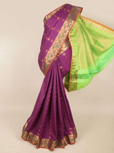

Pothys Violet & Green Ethnic Motifs Zari Art Silk Saree