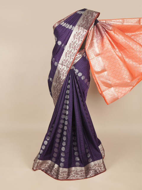 

Pothys Violet & Orange Ethnic Motifs Zari Art Silk Saree
