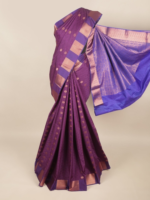 

Pothys Violet & Gold-Toned Woven Design Zari Art Silk Saree