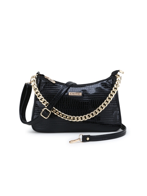 

Exotic Black Textured PU Structured Sling Bag