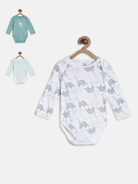 

MINI KLUB Kids Pack Of 3 Printed Bodysuits, Green