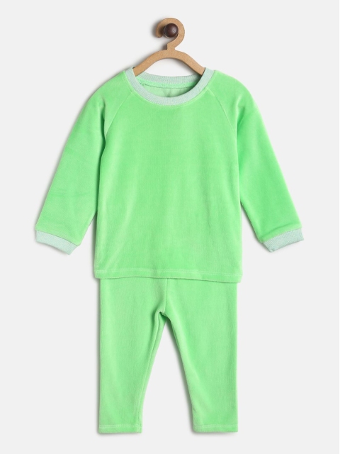 

MINI KLUB Girls Green Solid Pure Cotton Tracksuit